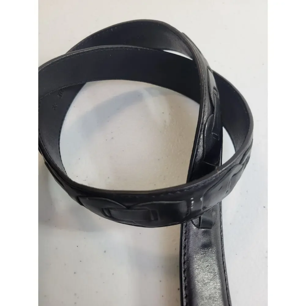 Men's Black Leather Oil Tanned Cowhide Embossed Work Casual‎ Dress Belt Size 38
